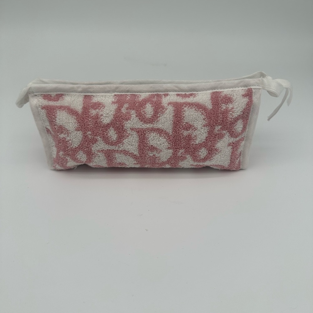 Christian Dior Trotter Terrycloth pink and white pouch